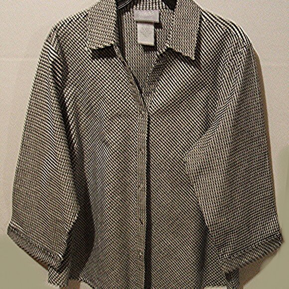 BLAIR WOMAN’S OXFORD STYLE JACKET/BLOUSE  BLACK CHECK  SIZE LG - Picture 3 of 3